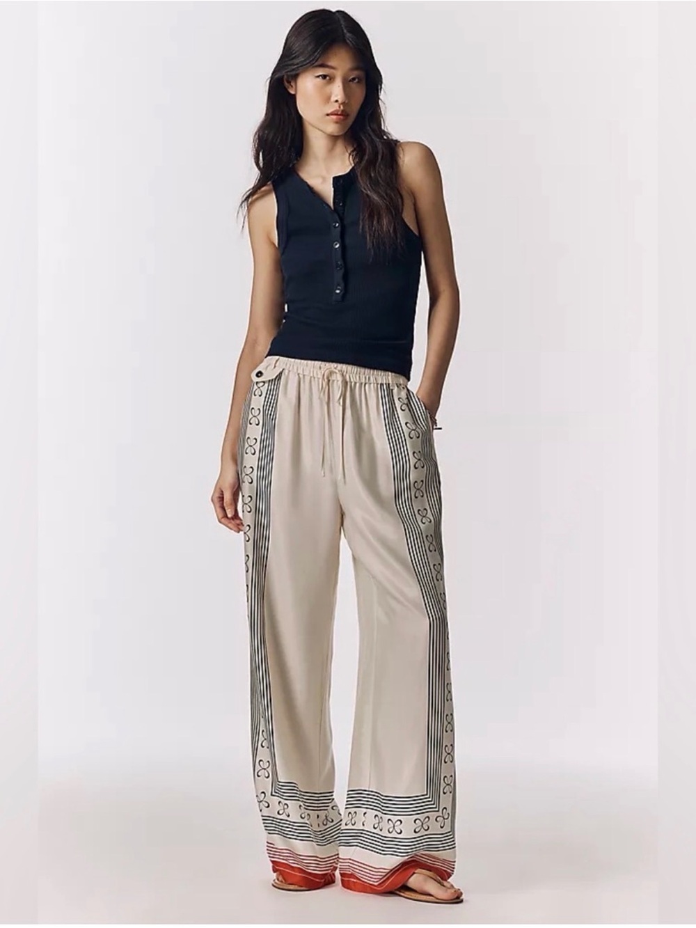 Anthropologie Maeve Brooklin Pull On Wide Leg Pants Medium Tall